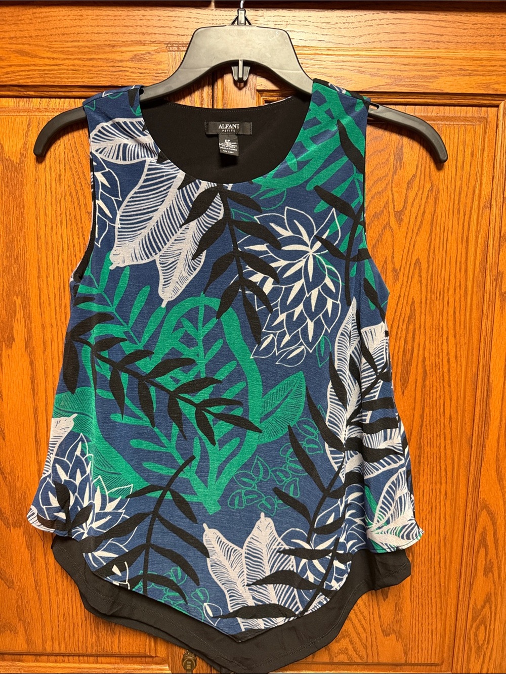 Alfani Blue & Green Tropical Print Sleeveless Camisole